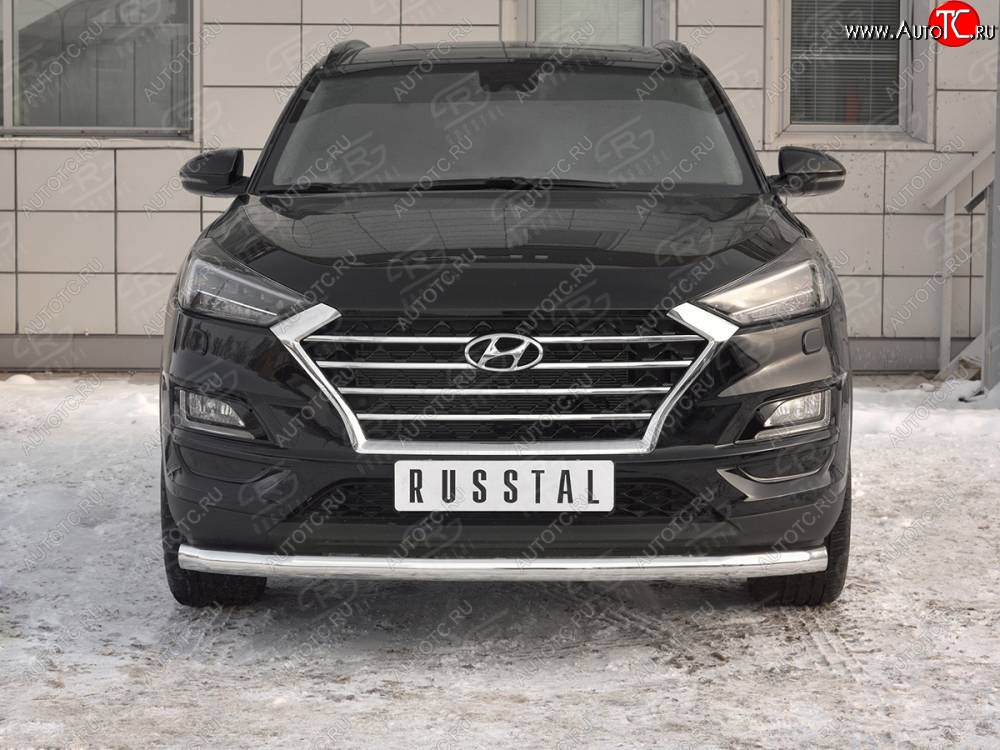 15 549 р. Защита переднего бампера (Ø 63 мм, нержавейка) SLITKOFF Hyundai Tucson TL рестайлинг (2018-2021)  с доставкой в г. Вологда