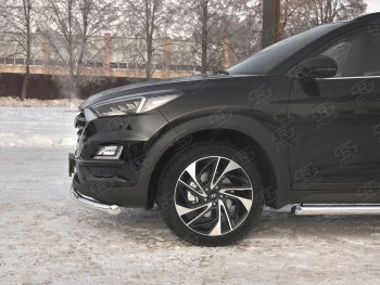 15 549 р. Защита переднего бампера (Ø 63 мм, нержавейка) SLITKOFF Hyundai Tucson TL рестайлинг (2018-2021)  с доставкой в г. Вологда. Увеличить фотографию 3