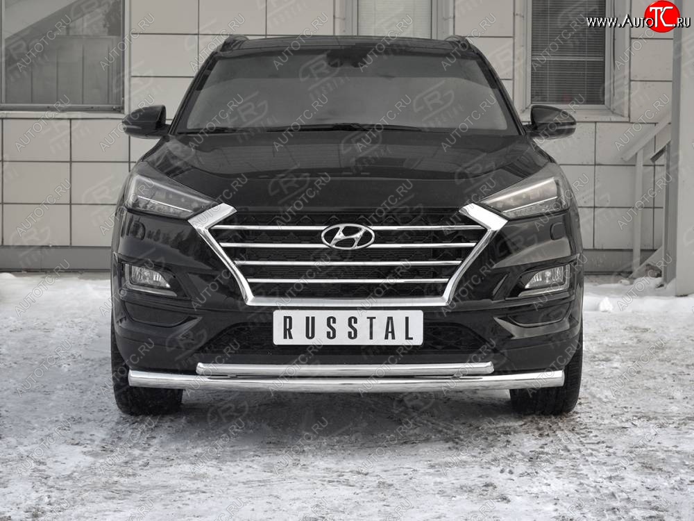 17 599 р. Защита переднего бампера (2 трубы Ø63 и 42 мм, нержавейка) SLITKOFF Hyundai Tucson TL рестайлинг (2018-2021)  с доставкой в г. Вологда