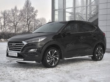 17 599 р. Защита переднего бампера (2 трубы Ø63 и 42 мм, нержавейка) SLITKOFF Hyundai Tucson TL рестайлинг (2018-2021)  с доставкой в г. Вологда. Увеличить фотографию 2