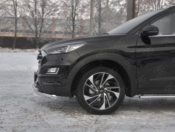 17 599 р. Защита переднего бампера (2 трубы Ø63 и 42 мм, нержавейка) SLITKOFF Hyundai Tucson TL рестайлинг (2018-2021)  с доставкой в г. Вологда. Увеличить фотографию 3