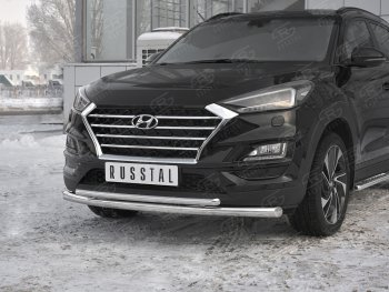 17 599 р. Защита переднего бампера (2 трубы Ø63 и 42 мм, нержавейка) SLITKOFF Hyundai Tucson TL рестайлинг (2018-2021)  с доставкой в г. Вологда. Увеличить фотографию 4
