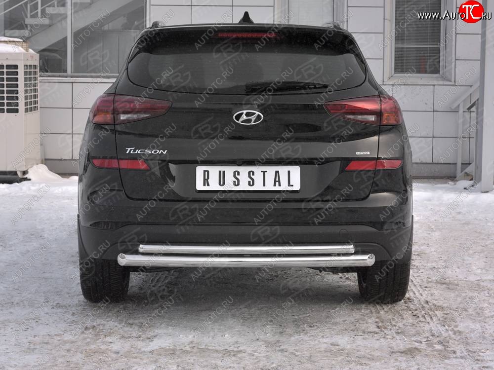 16 999 р. Защита заднего бампера (Ø63/42 мм, нержавейка) SLITKOFF Hyundai Tucson TL рестайлинг (2018-2021)  с доставкой в г. Вологда