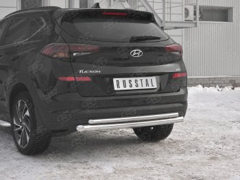 16 999 р. Защита заднего бампера (Ø63/42 мм, нержавейка) SLITKOFF Hyundai Tucson TL рестайлинг (2018-2021)  с доставкой в г. Вологда. Увеличить фотографию 3