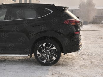 11 899 р. Защита заднего бампера (Ø75x42 мм, нержавейка) Russtal Hyundai Tucson TL рестайлинг (2018-2021)  с доставкой в г. Вологда. Увеличить фотографию 3