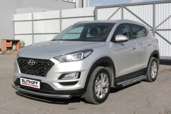 10 699 р. Пороги алюминиевые Slitkoff Hyundai Tucson TL рестайлинг (2018-2021) (Luxe Silver)  с доставкой в г. Вологда. Увеличить фотографию 2