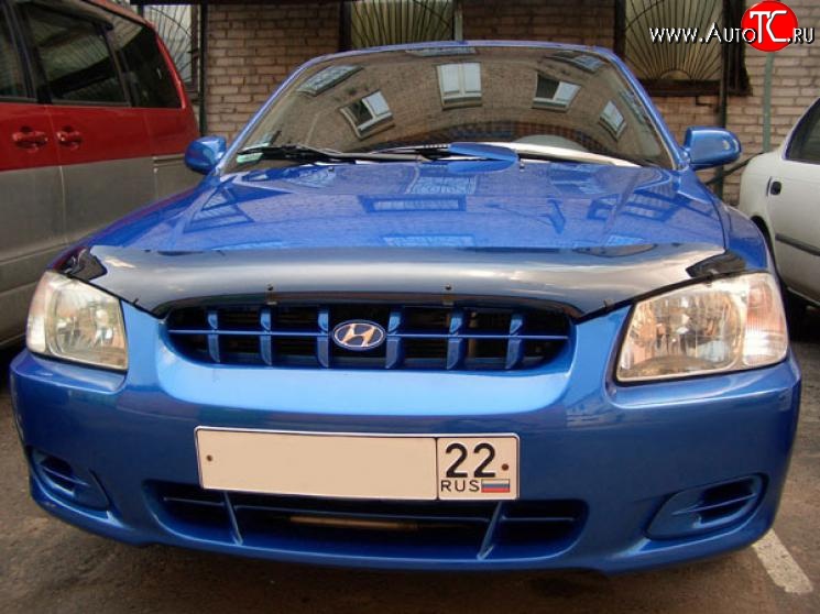 2 699 р. Дефлектор капота NovLine Hyundai Accent 2 LC седан дорестайлинг (ТагАЗ) (1999-2012)  с доставкой в г. Вологда
