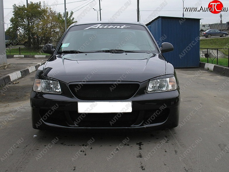 7 299 р. Передний бампер SPORT DESIGN Hyundai Accent 2 LC седан дорестайлинг (ТагАЗ) (1999-2012) (Неокрашенный)  с доставкой в г. Вологда
