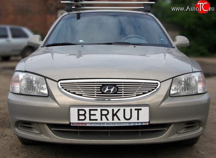 4 199 р. Декоративная вставка решетки радиатора Berkut Hyundai Accent 2 LC седан дорестайлинг (ТагАЗ) (1999-2012)  с доставкой в г. Вологда
