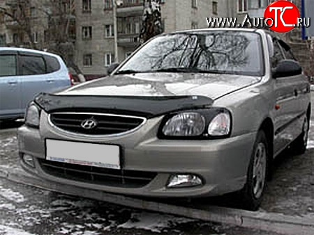 1 484 р. Защита передних фар NovLine (очки) . Hyundai Accent 2 LC седан дорестайлинг (ТагАЗ) (1999-2012)  с доставкой в г. Вологда