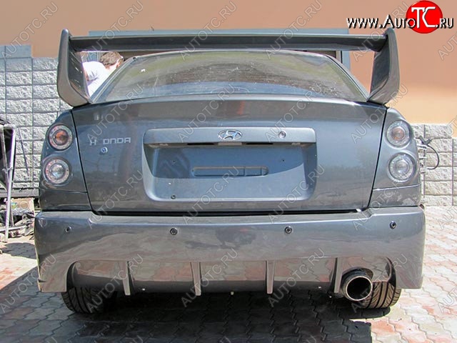 6 099 р. Задний бампер RACER DESIGN Hyundai Accent 2 LC седан дорестайлинг (ТагАЗ) (1999-2012) (Неокрашенный)  с доставкой в г. Вологда