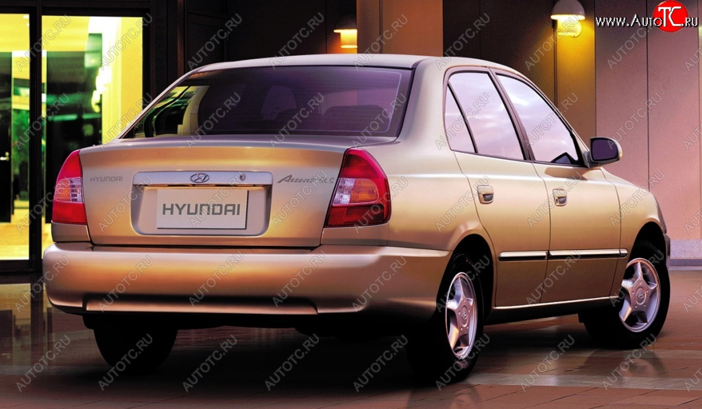 4 899 р. Задний бампер Стандартный Hyundai Accent 2 LC седан дорестайлинг (ТагАЗ) (1999-2012) (Неокрашенный)  с доставкой в г. Вологда