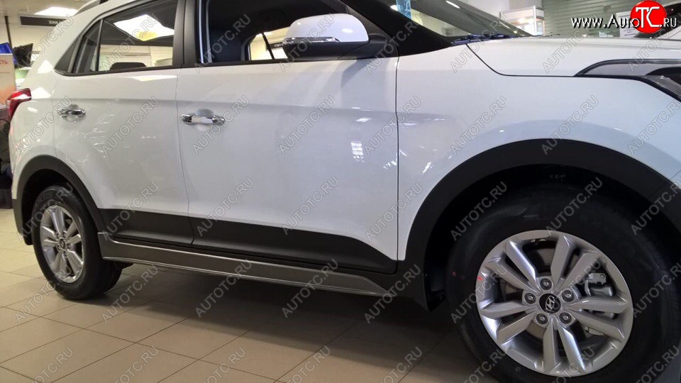 7 349 р. Пластиковые пороги АвтоКрат Hyundai Creta GS дорестайлинг (2015-2019) (Неокрашенные)  с доставкой в г. Вологда