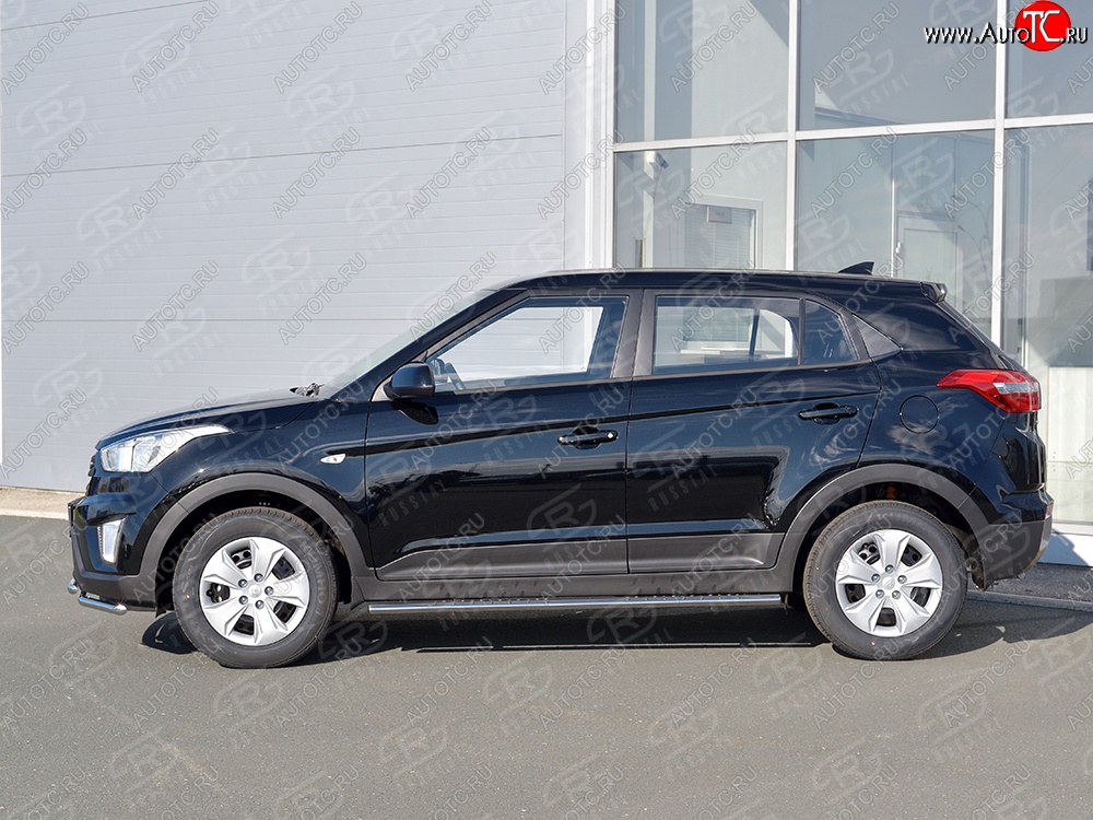16 649 р. Защита порогов из овальной трубы диаметром 75x42 мм с проступью Russtal Hyundai Creta GS рестайлинг (2019-2021)  с доставкой в г. Вологда