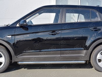 18 799 р. Защита порогов из круглой трубы диаметром 63 мм SLITKOFF v2 Hyundai Creta GS дорестайлинг (2015-2019)  с доставкой в г. Вологда. Увеличить фотографию 2