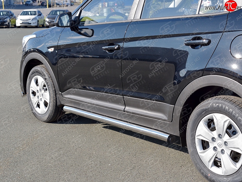 18 799 р. Защита порогов из круглой трубы диаметром 63 мм SLITKOFF v2 Hyundai Creta GS дорестайлинг (2015-2019)  с доставкой в г. Вологда
