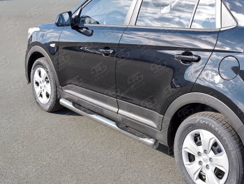 11 249 р. Защита порогов с пластиковыми вставками для ног SLITKOFF Hyundai Creta GS дорестайлинг (2015-2019)  с доставкой в г. Вологда. Увеличить фотографию 2