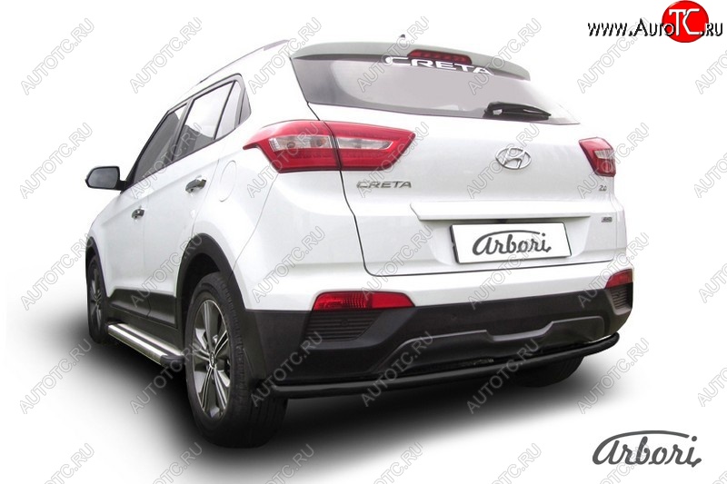 5 399 р. Защита заднего бампера Arbori (черная, 1 труба d42 mm). Hyundai Creta GS дорестайлинг (2015-2019)  с доставкой в г. Вологда