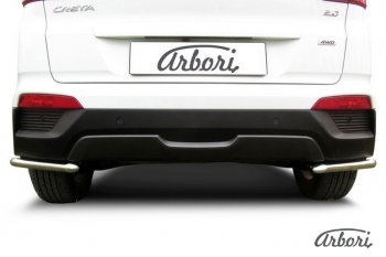 3 689 р. Защита заднего бампера Arbori (уголки, нержавейка, 1 труба d42 mm). Hyundai Creta GS дорестайлинг (2015-2019)  с доставкой в г. Вологда. Увеличить фотографию 2