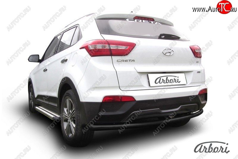 7 469 р. Защита заднего бампера Arbori (черная, 1 труба d57 mm). Hyundai Creta GS дорестайлинг (2015-2019)  с доставкой в г. Вологда