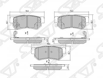Колодки тормозные SAT (задние) Hyundai Getz TB хэтчбэк 5 дв. дорестайлинг (2002-2005)