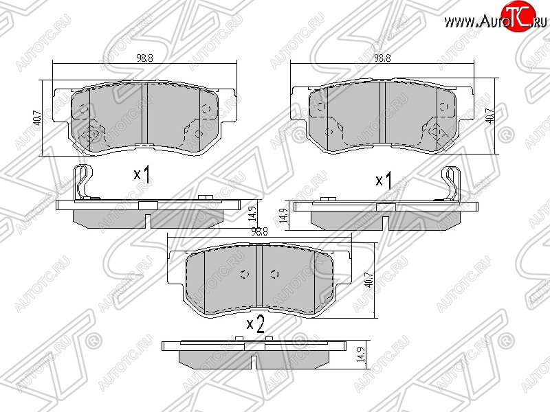 779 р. Колодки тормозные SAT (задние) Hyundai Santa Fe SM (2000-2012)  с доставкой в г. Вологда
