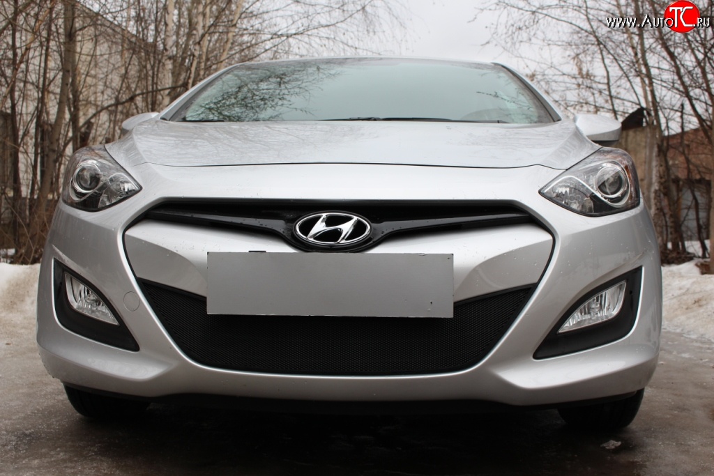 1 839 р. Сетка на бампер Russtal (черная) Hyundai I30 2 GD дорестайлинг, хэтчбэк 5 дв. (2011-2015)  с доставкой в г. Вологда