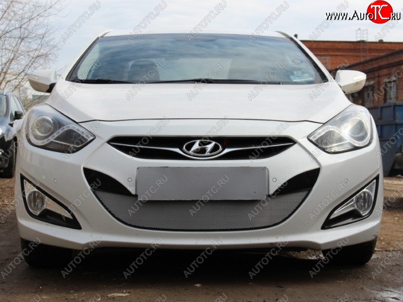 1 539 р. Защитная сетка на бампер Russtal (хром) Hyundai I40 1 VF дорестайлинг седан (2011-2015)  с доставкой в г. Вологда