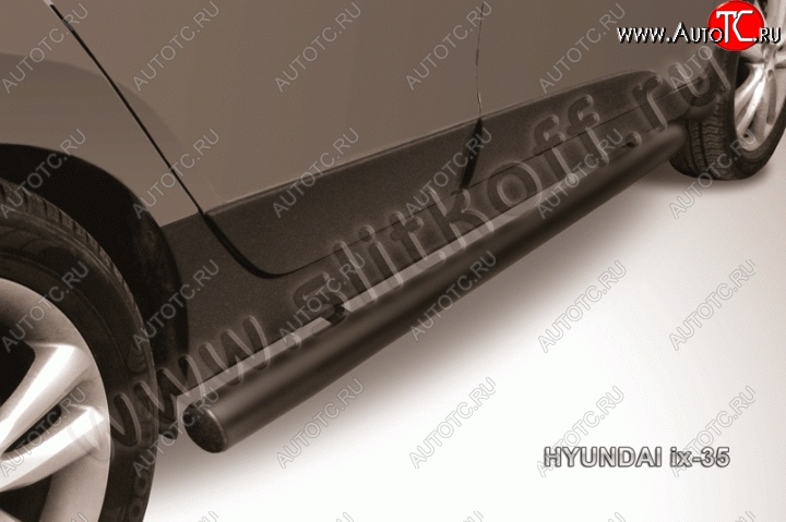 11 699 р. Защита порогов из трубы d76 Slitkoff Hyundai IX35 LM дорестайлинг (2009-2013) (Цвет: серебристый)  с доставкой в г. Вологда