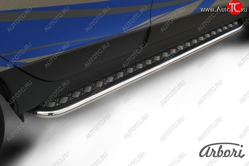 15 299 р. Защита штатных порогов с листом Arbori (нержавейка, алюминий, d57) Hyundai IX35 LM дорестайлинг (2009-2013)  с доставкой в г. Вологда