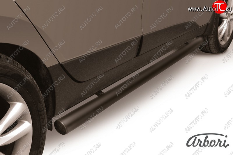 7 199 р. Защита штатных порогов Arbori (черная, d76 mm). Hyundai IX35 LM дорестайлинг (2009-2013)  с доставкой в г. Вологда
