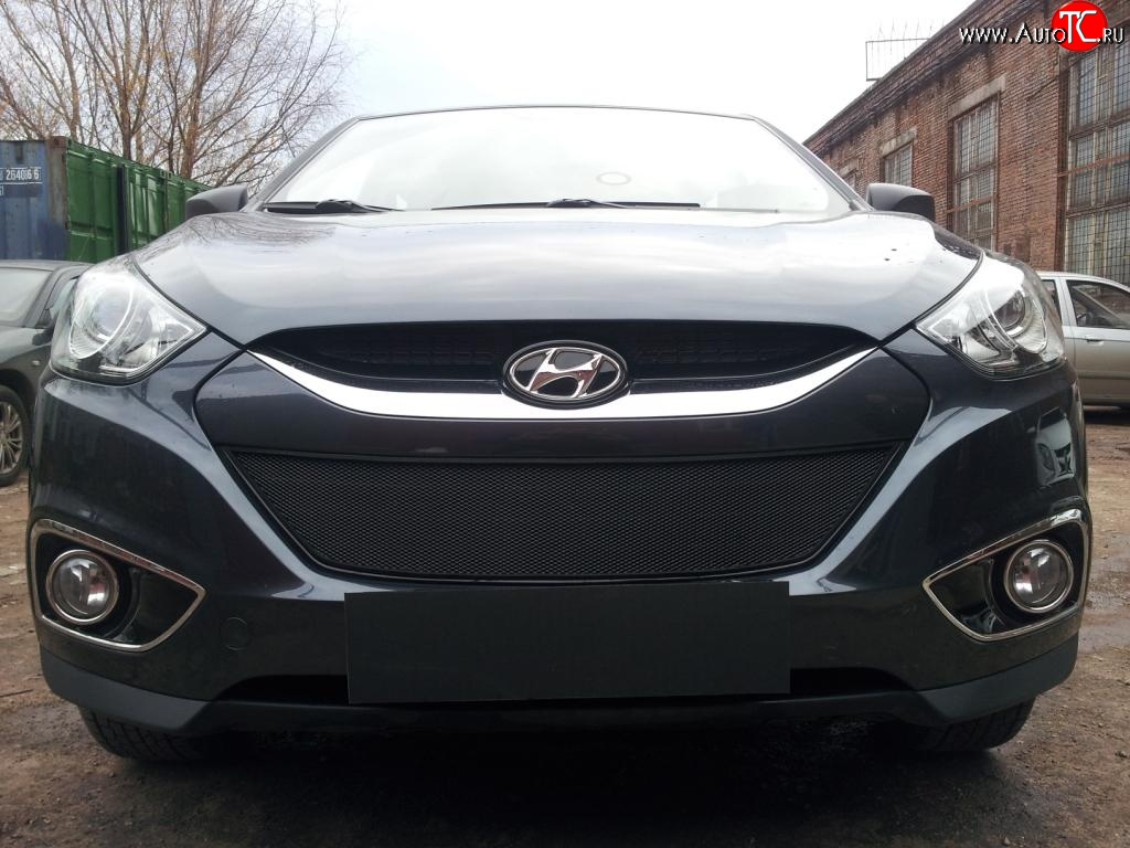 2 089 р. Сетка на бампер Russtal (черная) Hyundai IX35 LM дорестайлинг (2009-2013)  с доставкой в г. Вологда