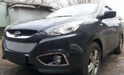 2 199 р. Сетка на бампер Russtal (хром) Hyundai IX35 LM дорестайлинг (2009-2013)  с доставкой в г. Вологда. Увеличить фотографию 2