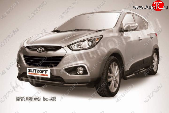 10 299 р. Защита переднего бампера из труб d57+d42 Slitkoff Hyundai IX35 LM дорестайлинг (2009-2013) (Цвет: серебристый)  с доставкой в г. Вологда