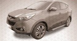 11 299 р. Алюминиевые пороги Slitkoff Luxe Black Hyundai IX35 LM дорестайлинг (2009-2013)  с доставкой в г. Вологда. Увеличить фотографию 2