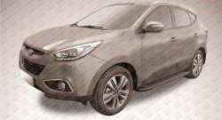 13 349 р. Алюминиевые пороги Slitkoff Optima Black Hyundai IX35 LM дорестайлинг (2009-2013)  с доставкой в г. Вологда. Увеличить фотографию 2