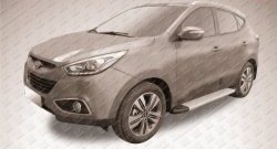 13 349 р. Алюминиевые пороги Slitkoff Optima Silver Hyundai IX35 LM дорестайлинг (2009-2013)  с доставкой в г. Вологда. Увеличить фотографию 2