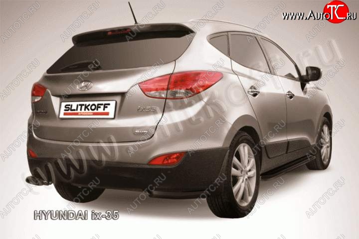 5 799 р. Защита заднего бампера из уголков d57 Slitkoff Hyundai IX35 LM дорестайлинг (2009-2013) (Цвет: серебристый)  с доставкой в г. Вологда