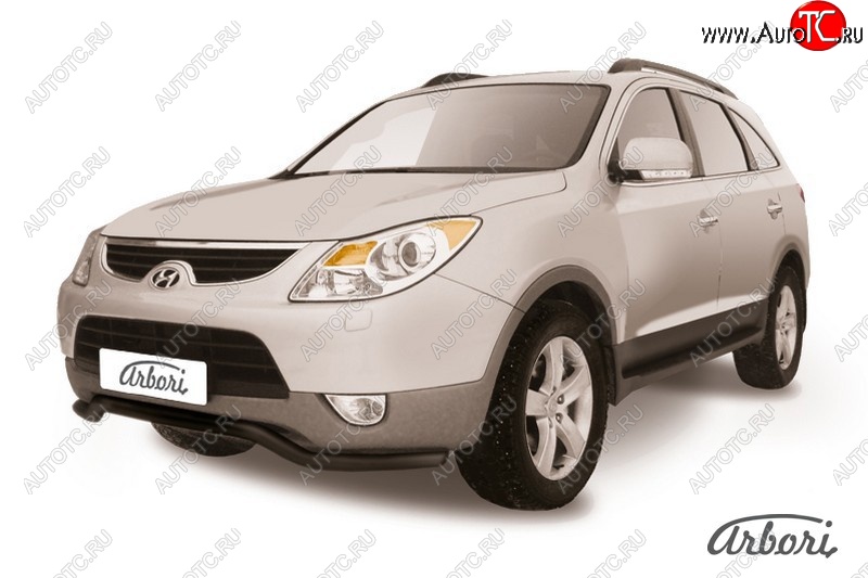 7 199 р. Защита переднего бампера Arbori (волна, черная, 1 труба d57 mm). Hyundai IX55 EN (2006-2013)  с доставкой в г. Вологда