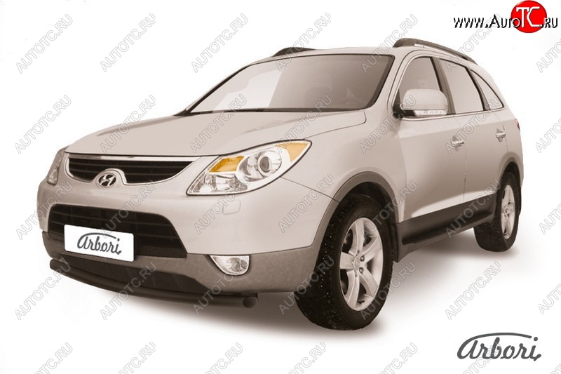7 199 р. Защита переднего бампера Arbori (черная, 2 трубы d57 и 57 mm) Hyundai IX55 EN (2006-2013)  с доставкой в г. Вологда