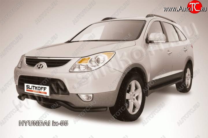 9 599 р. Защита переднего бампера из трубы d57 Slitkoff (волна) Hyundai IX55 EN (2006-2013) (Цвет: серебристый)  с доставкой в г. Вологда
