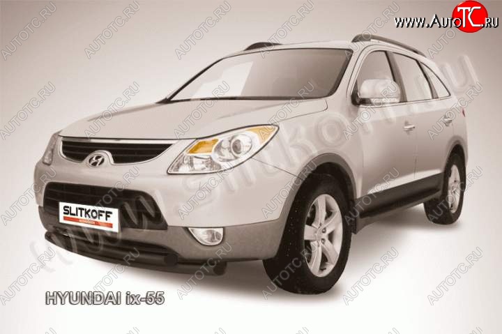 9 599 р. Защита переднего бампера из труб d57 Slitkoff (двойная) Hyundai IX55 EN (2006-2013) (Цвет: серебристый)  с доставкой в г. Вологда