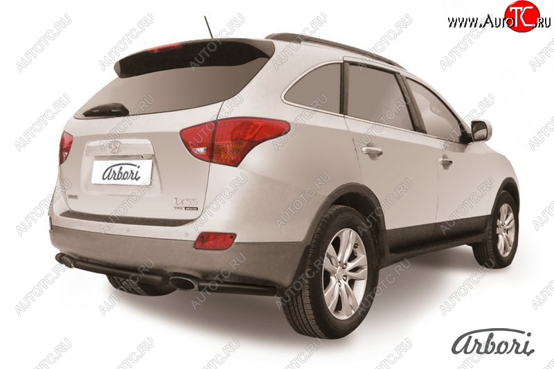 5 399 р. Защита заднего бампера Arbori (короткая, черная, 1 труба d57 mm). Hyundai IX55 EN (2006-2013)  с доставкой в г. Вологда