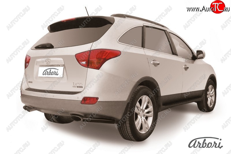 5 399 р. Защита заднего бампера Arbori (уголки, черная, 1 труба d57 mm). Hyundai IX55 EN (2006-2013)  с доставкой в г. Вологда