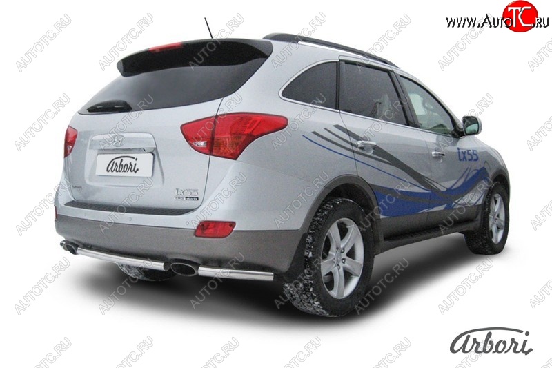 6 749 р. Защита заднего бампера Arbori (короткая, нержавейка, 1 труба d57 mm). Hyundai IX55 EN (2006-2013)  с доставкой в г. Вологда