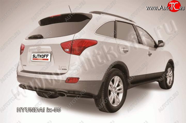4 799 р. Защита заднено бампера из трубы с уголками d57 Slitkoff Hyundai IX55 EN (2006-2013) (Цвет: серебристый)  с доставкой в г. Вологда