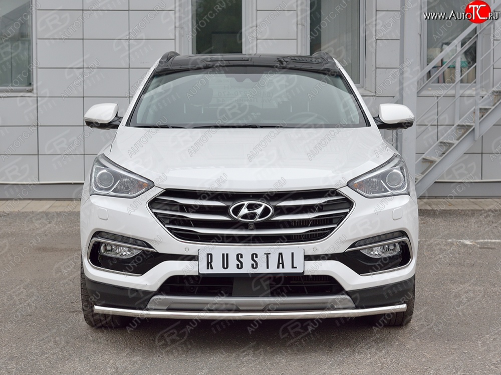 13 949 р. Защита переднего бампера (Ø42 мм, нержавейка, Premium) SLITKOFF Hyundai Santa Fe DM рестайлинг (2015-2019)  с доставкой в г. Вологда