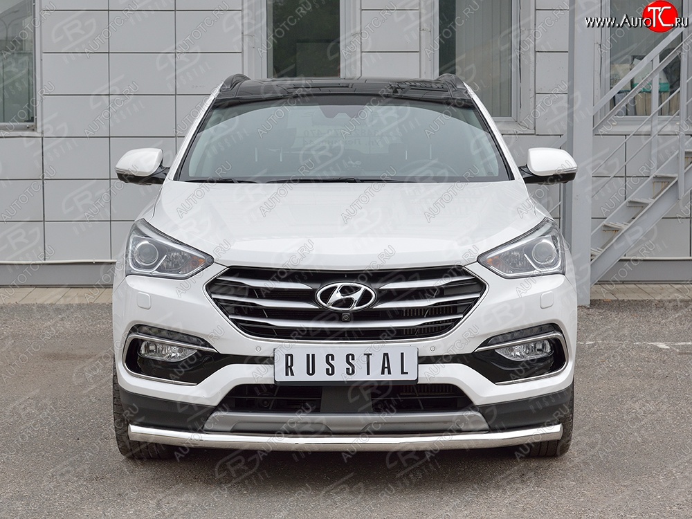 15 999 р. Защита переднего бампера (Ø63 мм, нержавейка, Premium) SLITKOFF Hyundai Santa Fe DM рестайлинг (2015-2019)  с доставкой в г. Вологда
