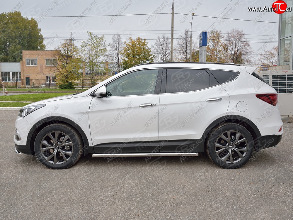 25 549 р. Защита порогов из круглой трубы диаметром 63 мм PREMIUM SLITKOFF Hyundai Santa Fe DM рестайлинг (2015-2019)  с доставкой в г. Вологда