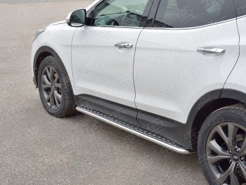 22 999 р. Широкая защита порогов с трубой диаметром 42 мм PREMIUM SLITKOFF v2 Hyundai Santa Fe DM рестайлинг (2015-2019)  с доставкой в г. Вологда. Увеличить фотографию 2